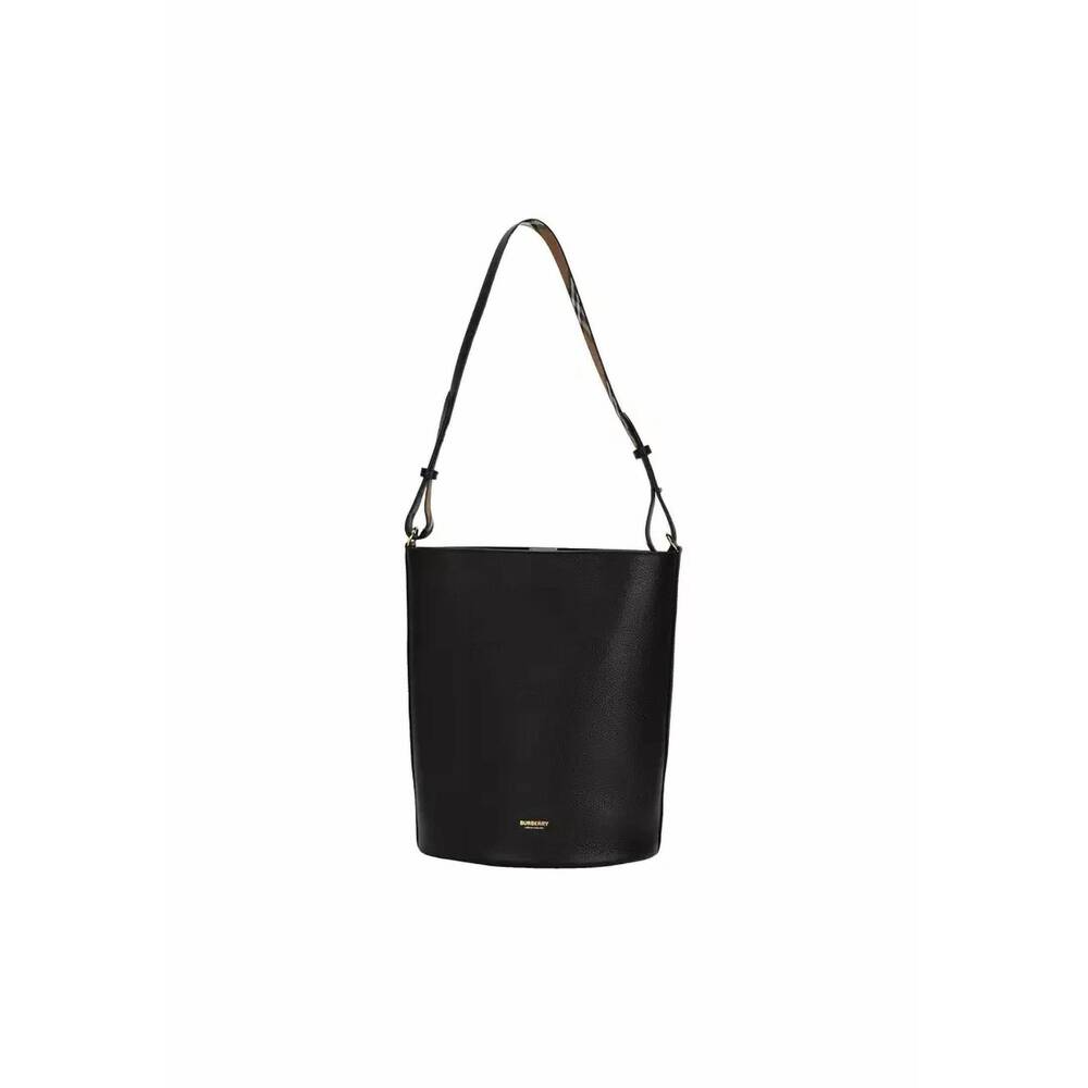 NEW BURBERRY women's medium leather bucket bag in black